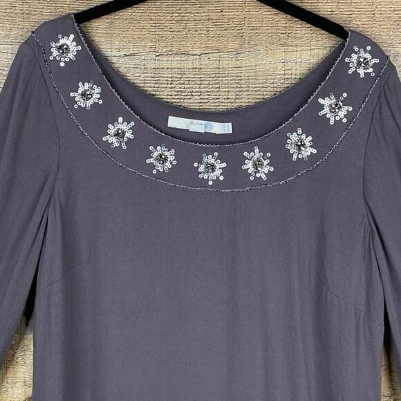 Boden Crop Sleeve Sequin Embellished Dress Gray Size 6 - Picture 2 of 9